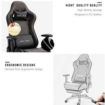 NOKAXUS Gaming Chair with Massage Support and Footrest