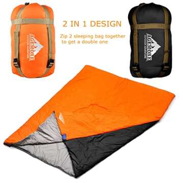 AGEMORE Ultralight Warm Weather Envelope Sleeping Bag, Lightweight Waterproof Compact Sleeping Bag, ...