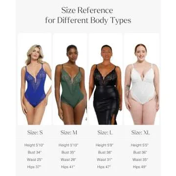 Popilush Shapewear Bodysuits for Women V Neck Sleeveless Lace Corset Tops Tummy Control Body Shaper Black M