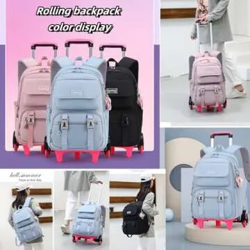 ZHANAO Rolling Backpack with Wheels for School and Travel