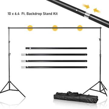 Julius Studio 10 ft. Adjustable 4 Section Cross bar Photography Background Support kit, 5'x10' Green Backdrop Muslin Kit for Photo/Video Shooting, JSAG521