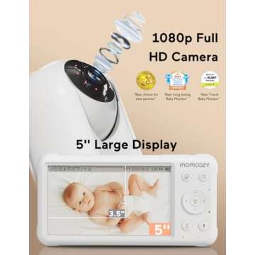 Momcozy Baby Monitor with 2 Cameras 5’’ Audio 960ft Range Ideal Gift