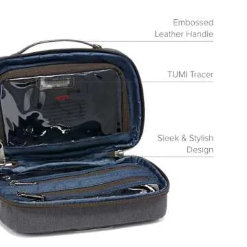 TUMI Alpha Split Travel Kit - Compact Toiletry Bag for Men & Women - Features Removable Leather Handle & 3 Zip Pockets