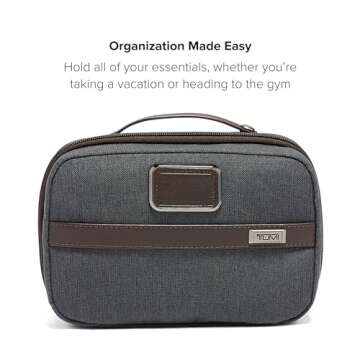 TUMI Alpha Split Travel Kit - Compact Toiletry Bag for Men & Women - Features Removable Leather Handle & 3 Zip Pockets