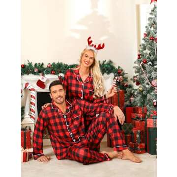 SWOMOG Chritsmas Pijamas Family Matching Pjs Soft Plaid Cozy Sleepwear Set for Kids Boys Girls Children Teens