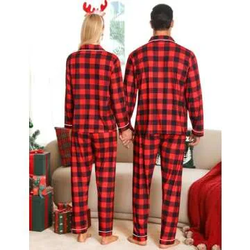 SWOMOG Christmas Pajamas Soft Plaid Family Matching PJs