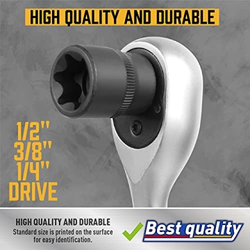 Amartisan E-Torx Star Socket Set - 14 Pieces Durable Set