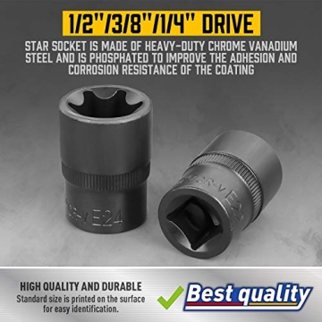 Amartisan E-Torx Star Socket Set - 14 Pieces Durable Set