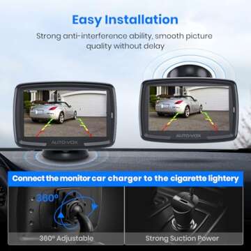 AUTO-VOX CS-2 Wireless Backup Camera with 4.3" Car Monitor, Easy Install Stable Digital Signal Back Up Camera System, Super Night Vision Reverse Cam for Truck, SUV, Van, Trailer