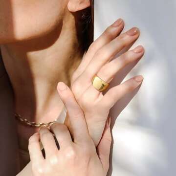 Robaice Gold Chunky Dome Rings for Women - Unique Gift Idea
