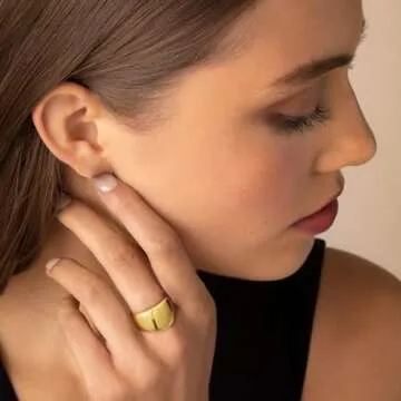Robaice Gold Chunky Dome Rings for Women - Unique Gift Idea