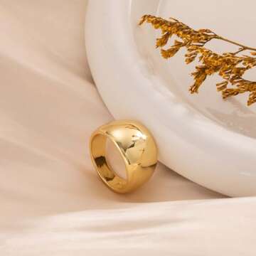 Robaice Gold Chunky Dome Rings for Women - Unique Gift Idea
