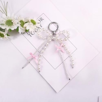 ICFIRSION Pearl Bow Keychain Stylish Accessory for Women