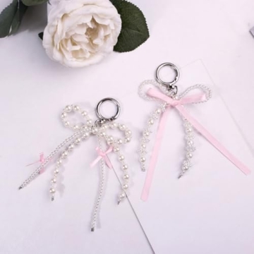 ICFIRSION Pearl Bow Keychain Stylish Accessory for Women
