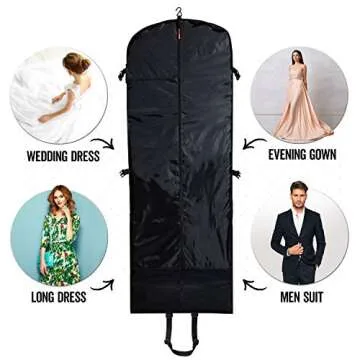 SAY HO UM Trifold 66 Inch Women Travel Garment Bag With 7 pockets | Extra Long Wedding Dress, Formal, Evening, Ball Gown | Hanging, Breathable, Foldable | Full Length Traveling Clothes Carry On