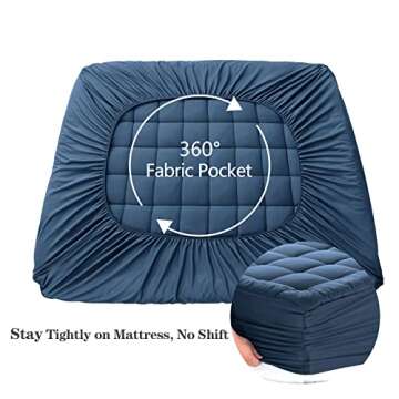 EASELAND Twin XL Mattress Pad Pillow Top Mattress Cover Quilted Fitted Mattress Protector Extra Long 8-21" Deep Pocket Cooling Mattress Topper (39x80 Inches, Dark Blue)