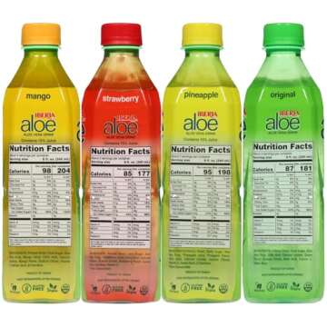 Iberia Aloe Vera Drink with Pure Aloe Pulp, Variety, (Pack of 8) 2 x Original, 2 x Mango, 2 x Pineapple, 2 x Strawberry