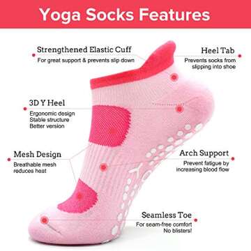 Busy Socks Trampoline Yoga Grip Socks for Women Non Slip, Pilates Althletic Moisture Wicking Slipper...
