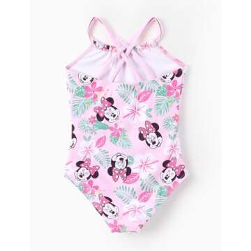 Disney Mickey and Friends Girls Swimsuits Minnie Mouse UPF 50+ One Piece Bathing Suits Sport Summer ...