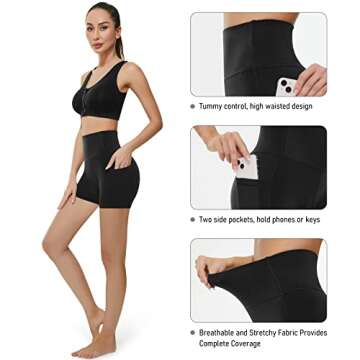 KKB Women's 8''/5'' High Waist Active Wear Shorts Yoga Leggings, Tummy Control Workout Shorts Side P...