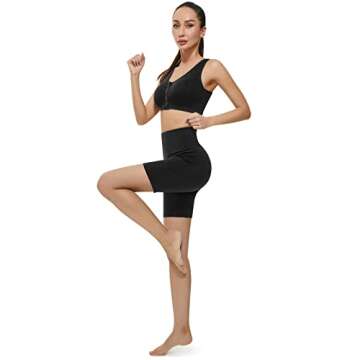 KKB Women's 8''/5'' High Waist Active Wear Shorts Yoga Leggings, Tummy Control Workout Shorts Side Pockets Running Pants (Small, 5"-Black)