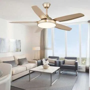 Morpholife 52” Gold, Remote Control, Modern Champagne LED Chandelier Ceiling Fan Light Kit, Indoor...