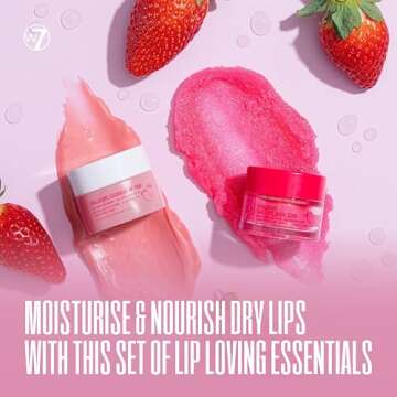 W7 Sweet Dreams Lip Scrub & Overnight Lip Mask Duo - Perfect Strawberry Lip Care Gift Set