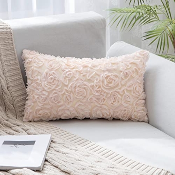 MIULEE 3D Decorative Pillow Cover - Exquisite Rose Design for Home Elegance