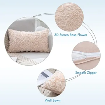 MIULEE 3D Decorative Rose Pillow Cover for Home Decor