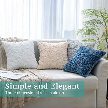 MIULEE 3D Decorative Rose Pillow Cover for Home Decor