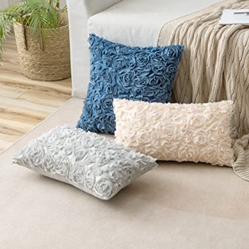 MIULEE 3D Decorative Rose Pillow Cover for Home Decor