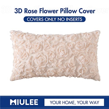 MIULEE 3D Decorative Rose Pillow Cover for Home Decor