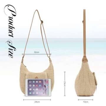 Oweisong Vacation Straw Crossbody Bags for Women - Large Boho Woven Tote