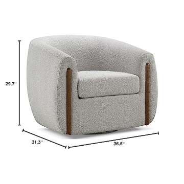 CHERS Aspen Swivel Accent Chair with Wood Accents, Bouclé Upholstered Armchair for Living Room, 360...