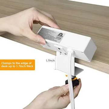 Desk Clamp Power Strip with USB and AC Outlets
