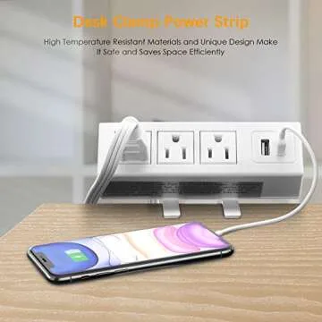 Desk Clamp Power Strip with USB and AC Outlets