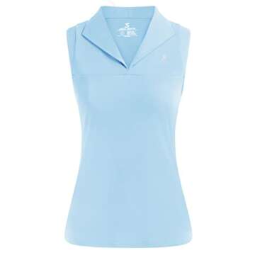 JACK SMITH Women's Sleeveless Golf Tennis Shirts Dry Fit V-Neck Lapel Collar Sports Active Tank Tops