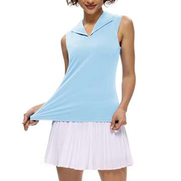 JACK SMITH Women's Sleeveless Golf Tennis Shirts Dry Fit V-Neck Lapel Collar Sports Active Tank Tops