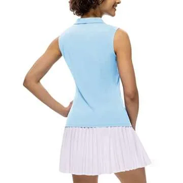 JACK SMITH Women's Sleeveless Golf Tennis Shirts Dry Fit V-Neck Lapel Collar Sports Active Tank Tops