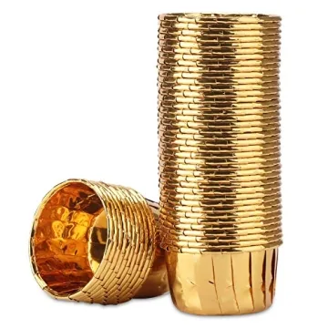 EUSOAR Gold Cupcake Cups - 3.5 Oz Disposable Foil Baking Liners, 50pcs