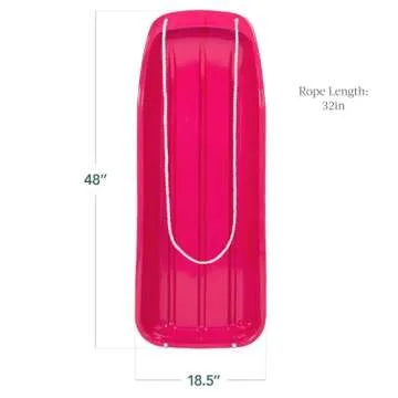 Best Choice Products 48in Kids Plastic Toboggan Snow Sled w/Pull Rope - Pink