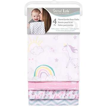 Trend Lab Unicorn Rainbow 4 Piece Flannel Burp Cloth Set