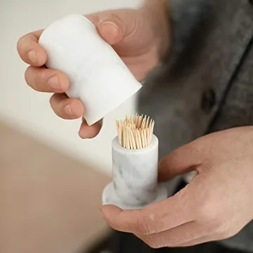JIMEI Marble Toothpick Holder Elegant Functional Dispenser