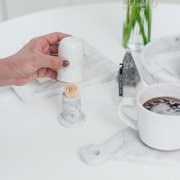 JIMEI Marble Toothpick Holder Elegant Functional Dispenser