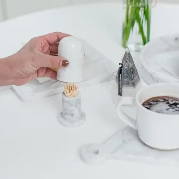 JIMEI Marble Toothpick Holder Elegant Functional Dispenser