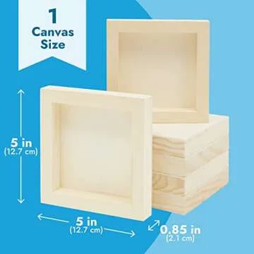 Bright Creations 6 Pack Unfinished Wood Canvas Boards for Painting, Blank Deep Cradle 5x5 Panels for Art Projects (0.85 in Thick)