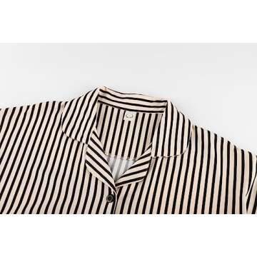 Vonxia Women Summer Casual Set Short Sleeve Button Striped Shirt and Fit Shorts Two Piece Pajama Set