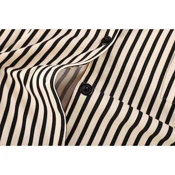 Vonxia Women Summer Casual Set Short Sleeve Button Striped Shirt and Fit Shorts Two Piece Pajama Set