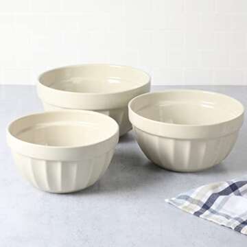 Martha Stewart Broadbrook 3 Piece 4 Qt, 2.8 Qt, 2.1 Qt Stoneware Bowl Set - Sharkey Grey