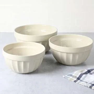 Martha Stewart Broadbrook 3 Piece 4 Qt, 2.8 Qt, 2.1 Qt Stoneware Bowl Set - Sharkey Grey